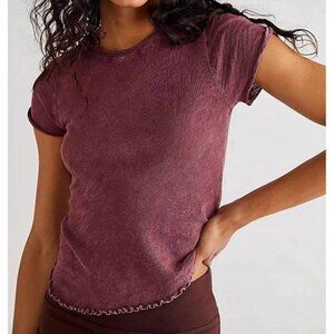 Free People We The Free Cotton Short Sleeve Tee T-Shirt Acai Size XL